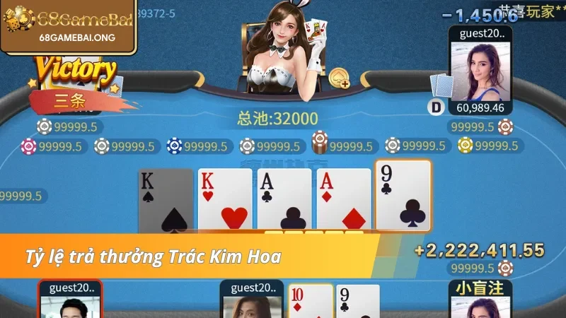 Tỷ lệ trả thưởng Trác Kim Hoa 68 Game Bài